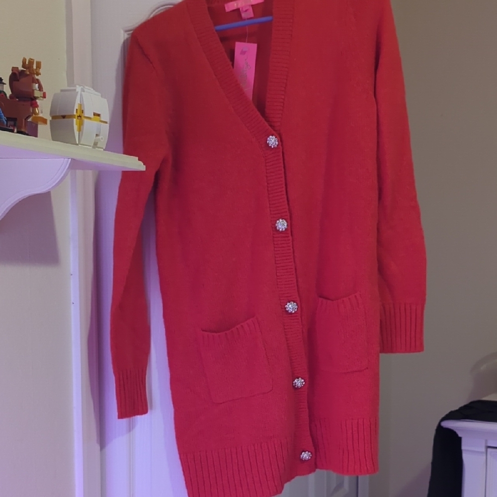 Women's Red Cardigan Sweater
